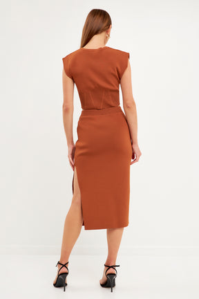 ENDLESS ROSE - Side Slit Detailed Knit Midi Skirt - SKIRTS available at Objectrare