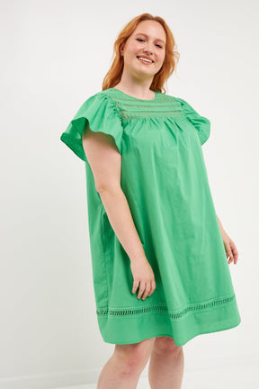 ENGLISH FACTORY - Flutter Sleeve Mini Dress - DRESSES available at Objectrare