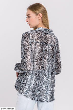 ENDLESS ROSE - Endless Rose - Snake Skin Pattern Wrap Shirt - SHIRTS & BLOUSES available at Objectrare