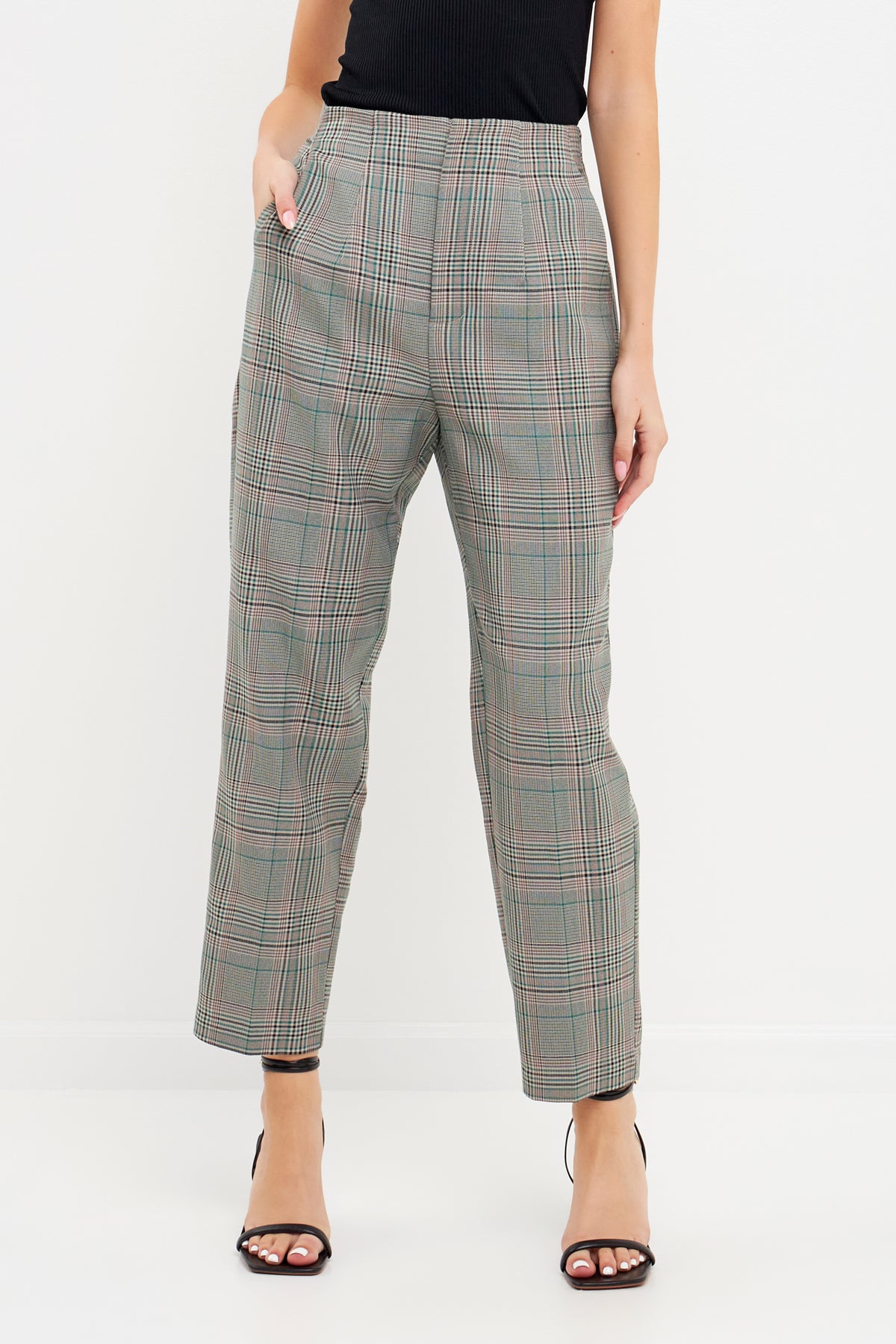 High Waist Check Pants
