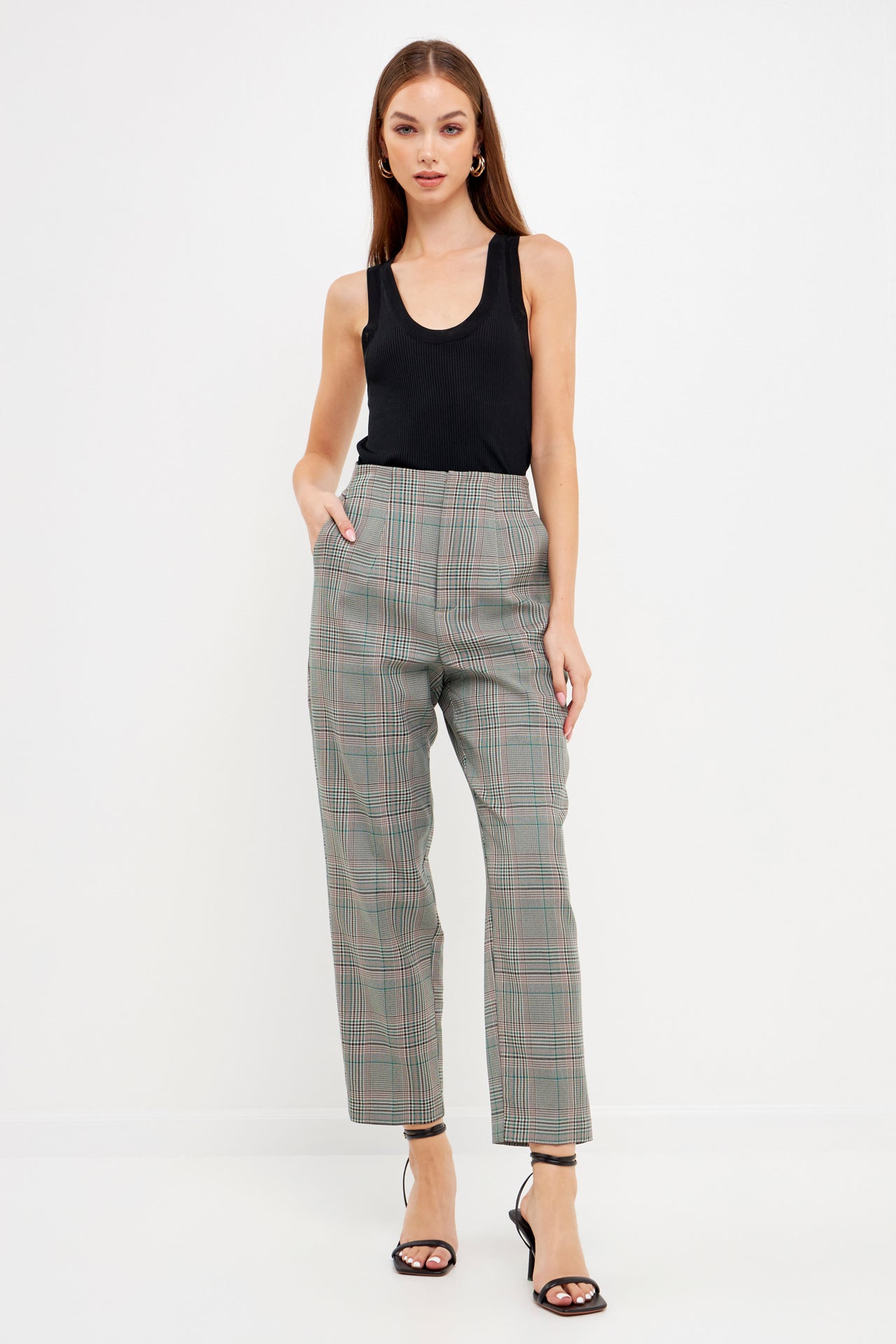 High Waist Check Pants