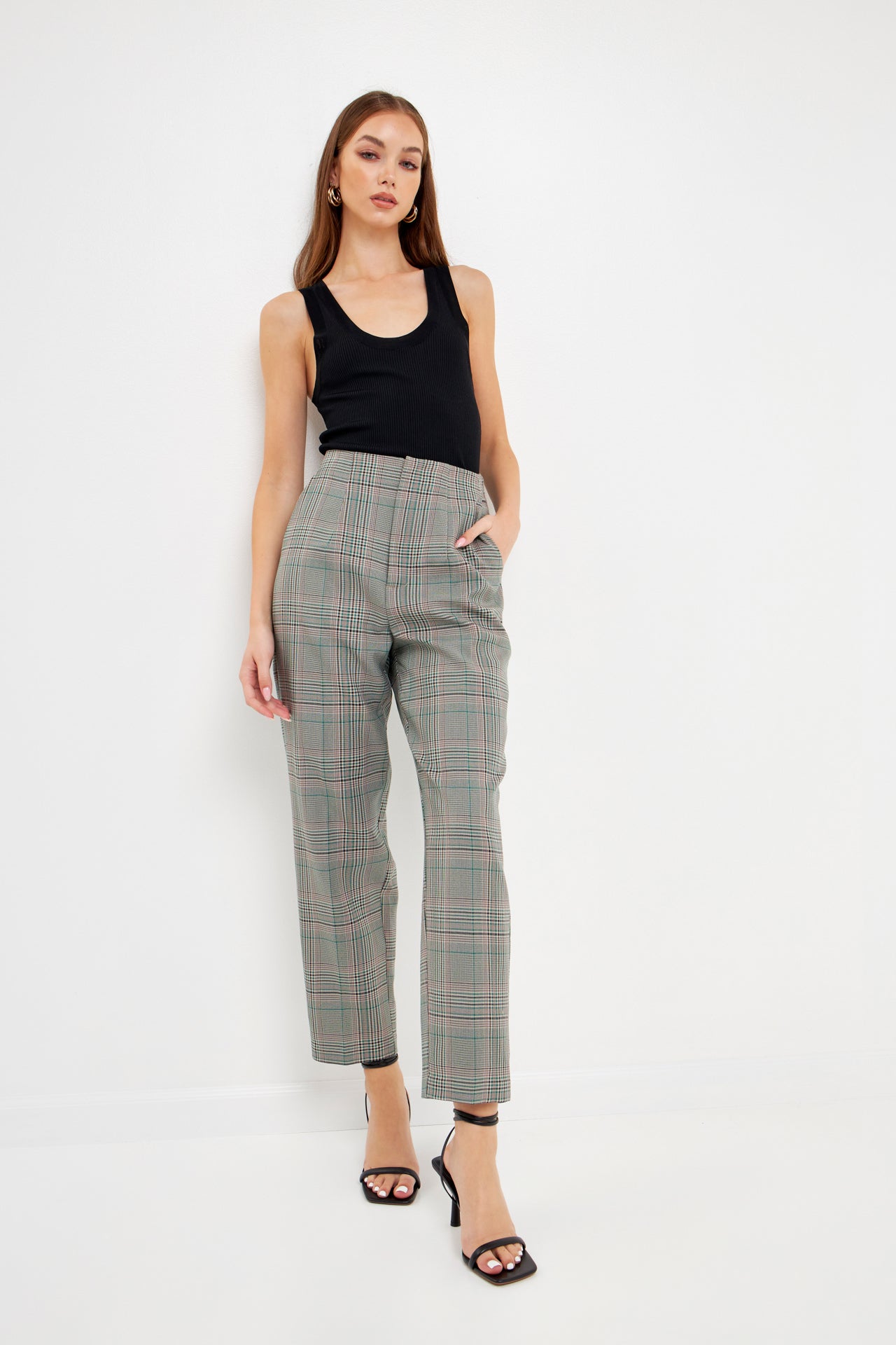 High Waist Check Pants