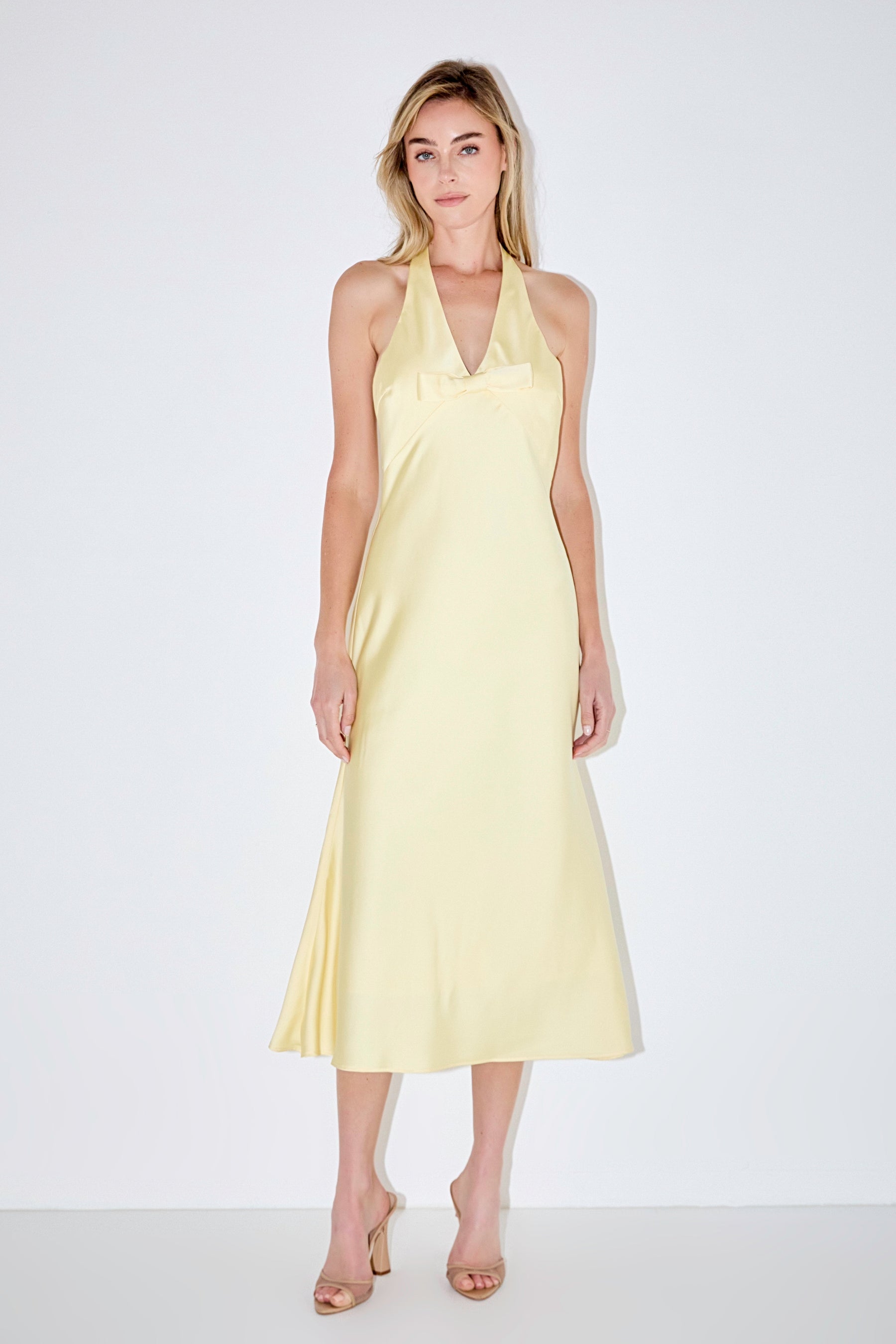V-neck Satin Dress