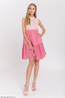 ENGLISH FACTORY - Check Color Block Mini Dress - DRESSES available at Objectrare