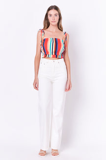 ENGLISH FACTORY - English Factory - Rainbow Stripe Top with Tie - TOPS available at Objectrare