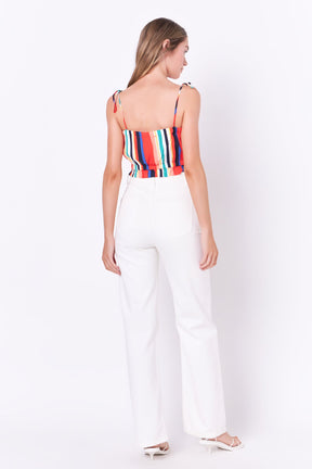 ENGLISH FACTORY - English Factory - Rainbow Stripe Top with Tie - TOPS available at Objectrare