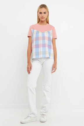 ENGLISH FACTORY - Gingham Combo Top - TOPS available at Objectrare