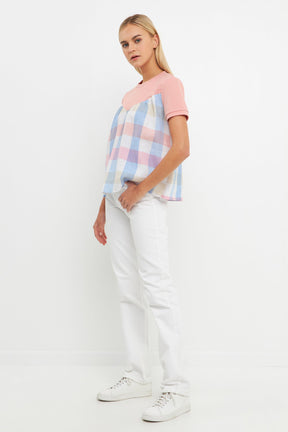 ENGLISH FACTORY - Gingham Combo Top - TOPS available at Objectrare