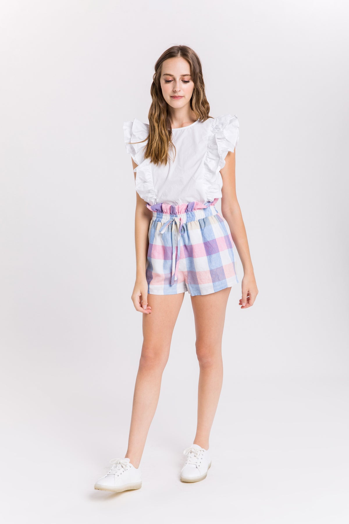 Multi Plaid Ruffled Shorts