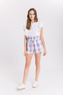 Multi Plaid Ruffled Shorts