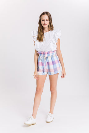Multi Plaid Ruffled Shorts