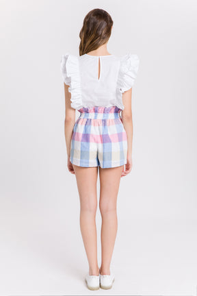 Multi Plaid Ruffled Shorts