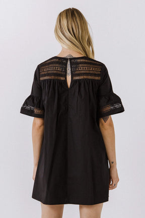 ENGLISH FACTORY - Lace Detail Mini Dress - DRESSES available at Objectrare