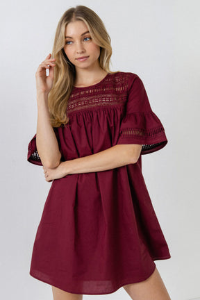 ENGLISH FACTORY - Lace Detail Mini Dress - DRESSES available at Objectrare