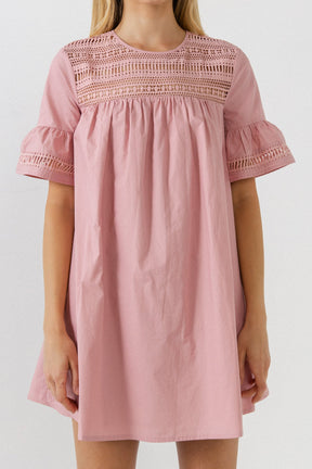 ENGLISH FACTORY - Lace Detail Mini Dress - DRESSES available at Objectrare