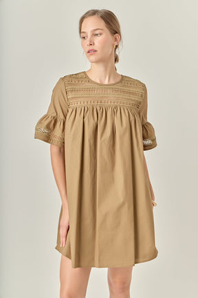 ENGLISH FACTORY - Lace Detail Mini Dress - DRESSES available at Objectrare