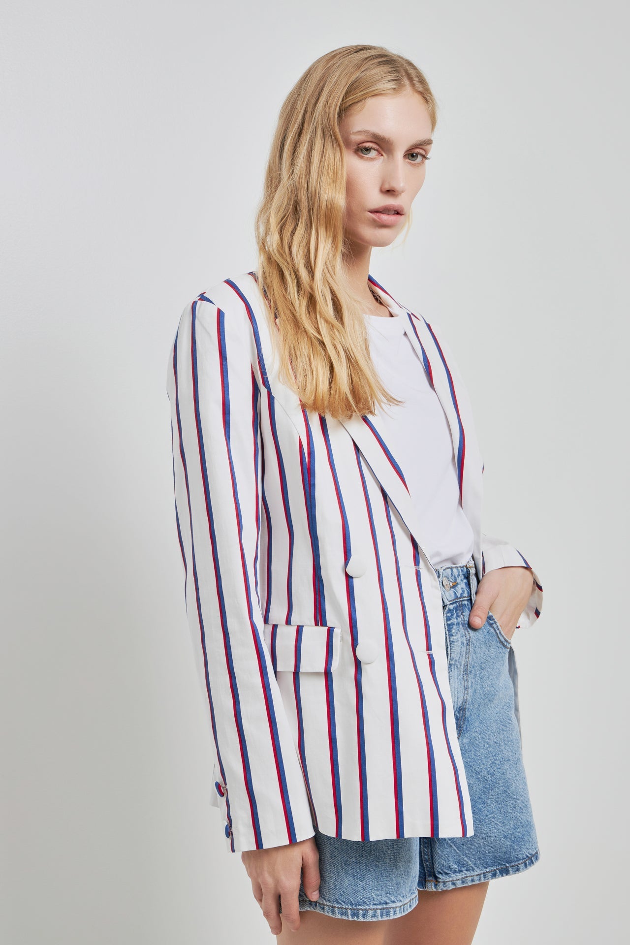 ENGLISH FACTORY - Striped Double Breasted Blazer - BLAZERS available at Objectrare
