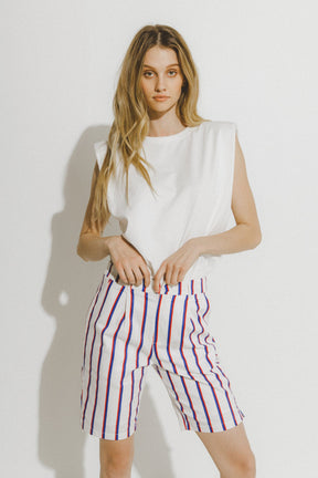 ENGLISH FACTORY - Striped Bermuda Pants - PANTS available at Objectrare