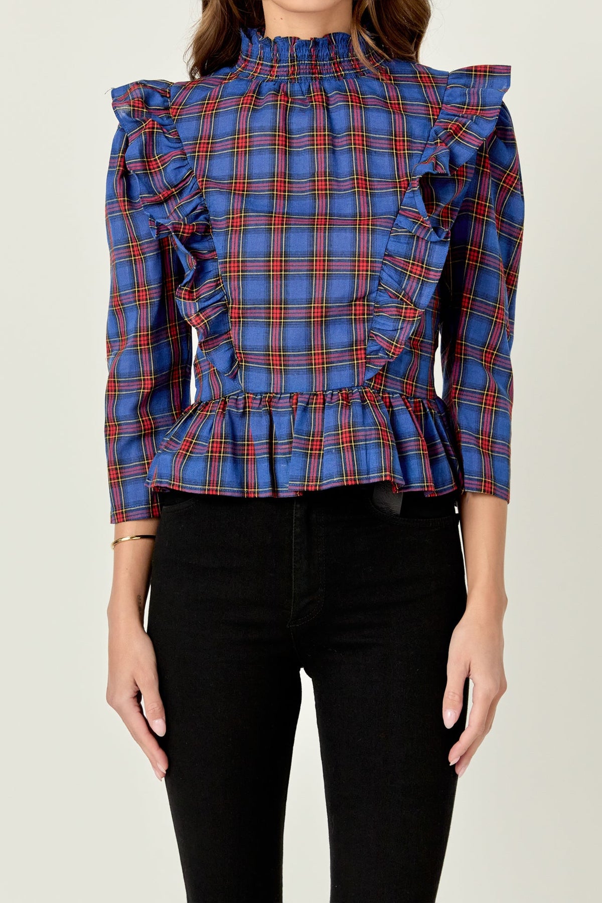 ENGLISH FACTORY - Tartan Blouse w/ Ruffles - BLOUSES available at Objectrare