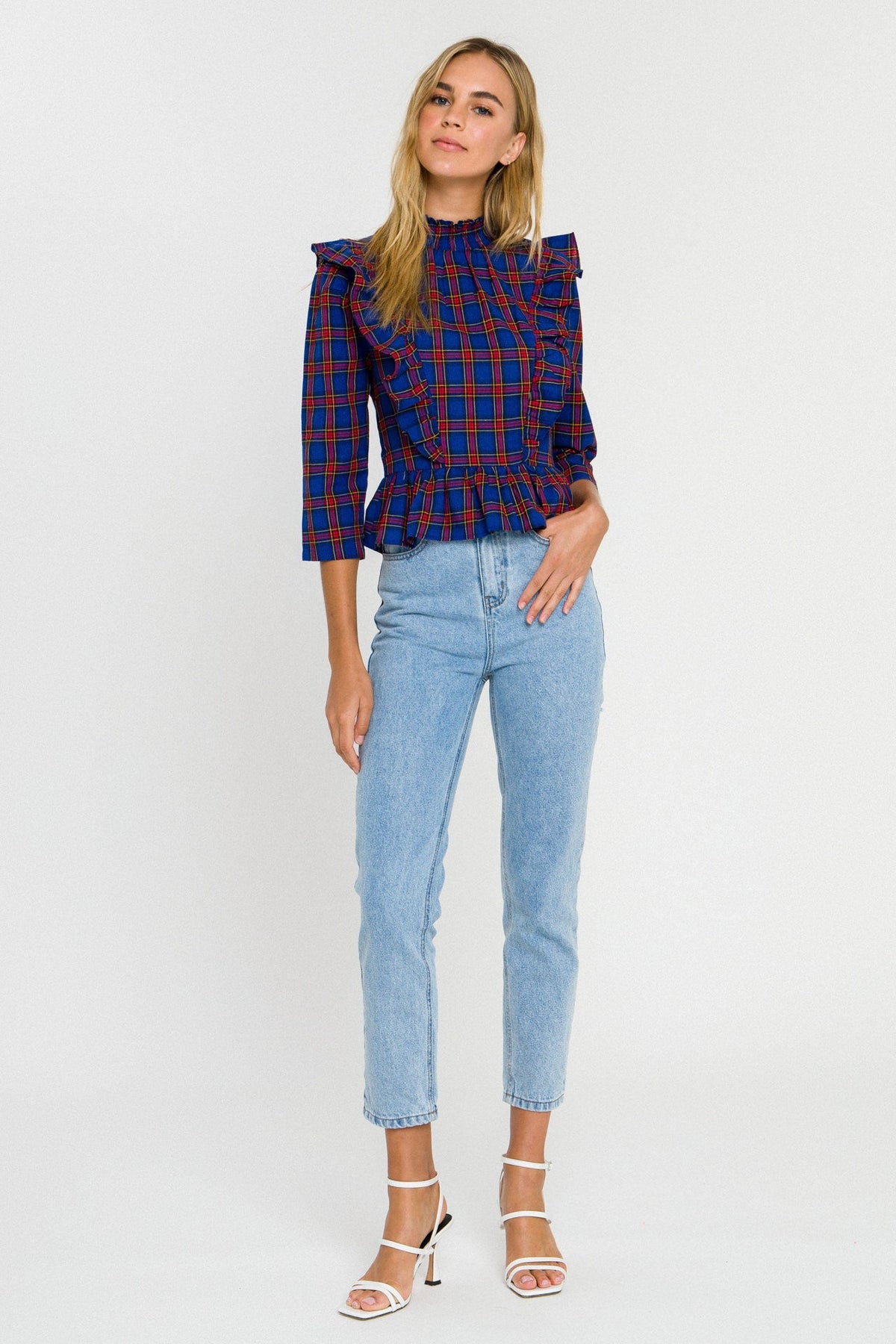 ENGLISH FACTORY - Tartan Blouse w/ Ruffles - SHIRTS & BLOUSES available at Objectrare