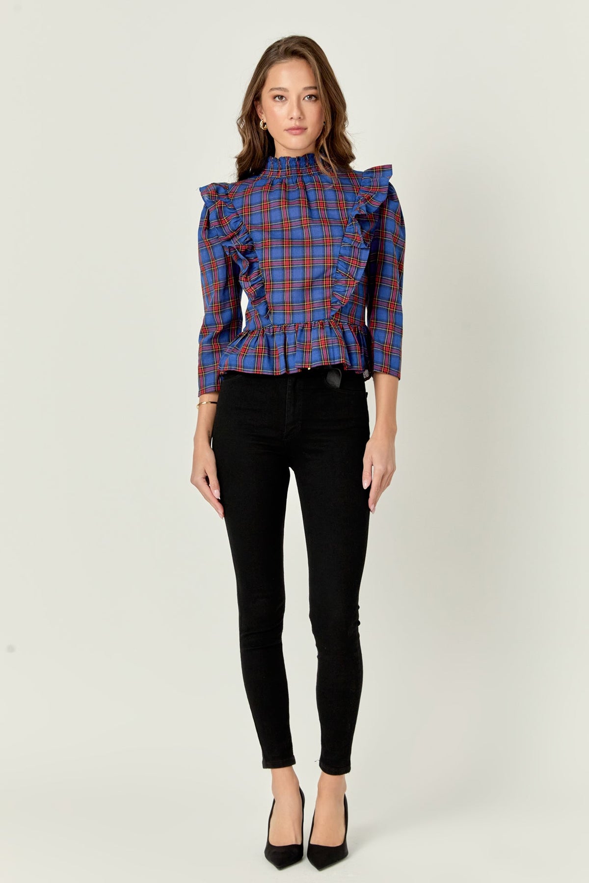 ENGLISH FACTORY - Tartan Blouse w/ Ruffles - BLOUSES available at Objectrare