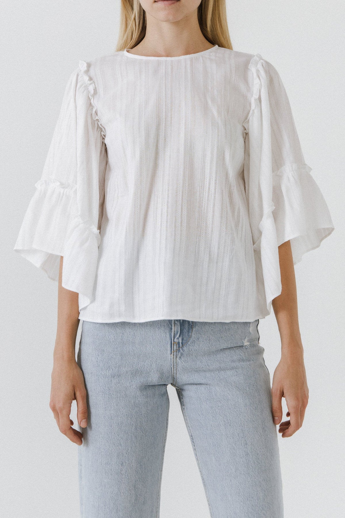 ENGLISH FACTORY - Ruffled Wide Sleeves Top - TOPS available at Objectrare