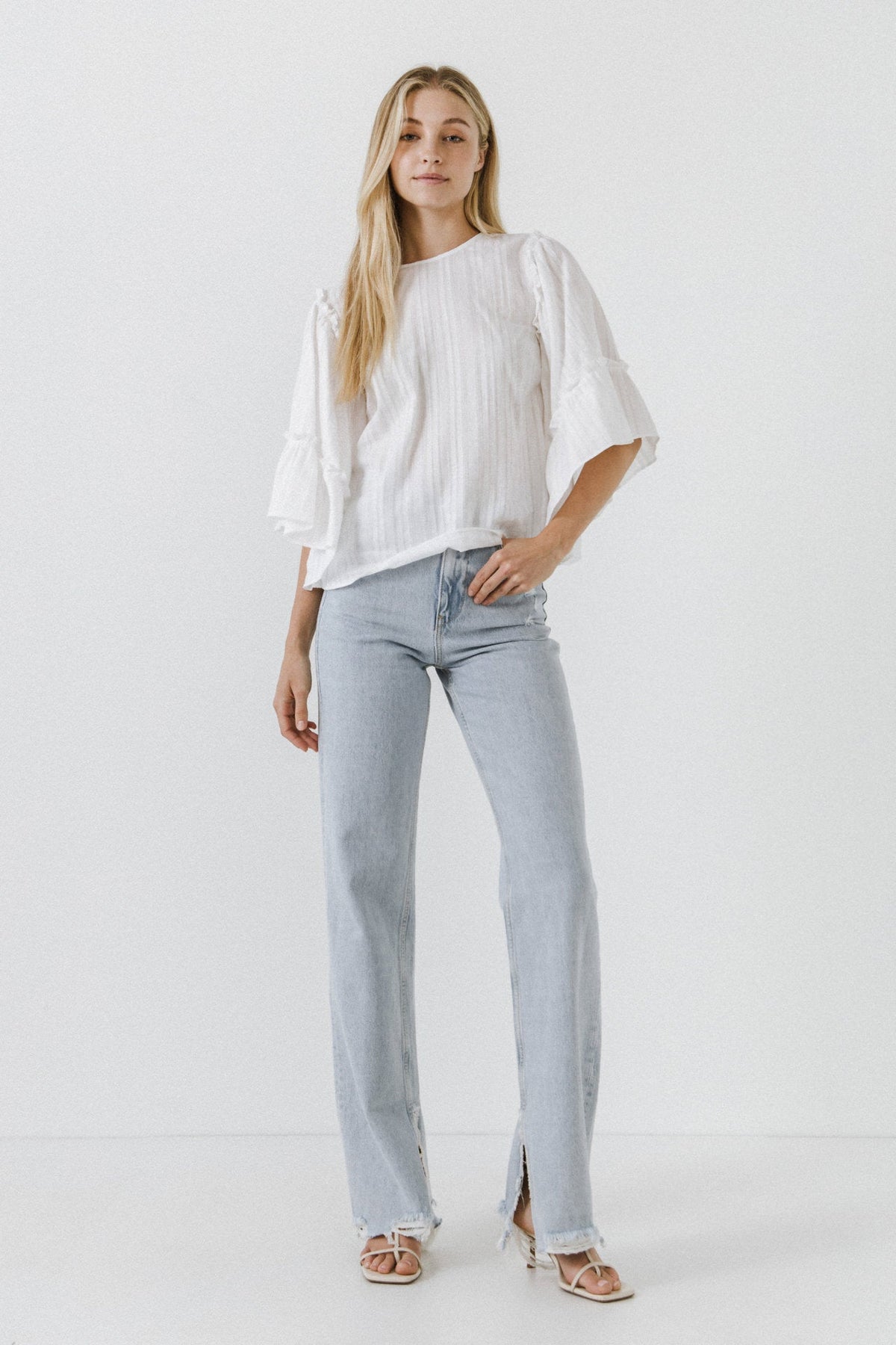 ENGLISH FACTORY - Ruffled Wide Sleeves Top - TOPS available at Objectrare
