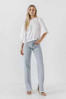 ENGLISH FACTORY - Ruffled Wide Sleeves Top - TOPS available at Objectrare