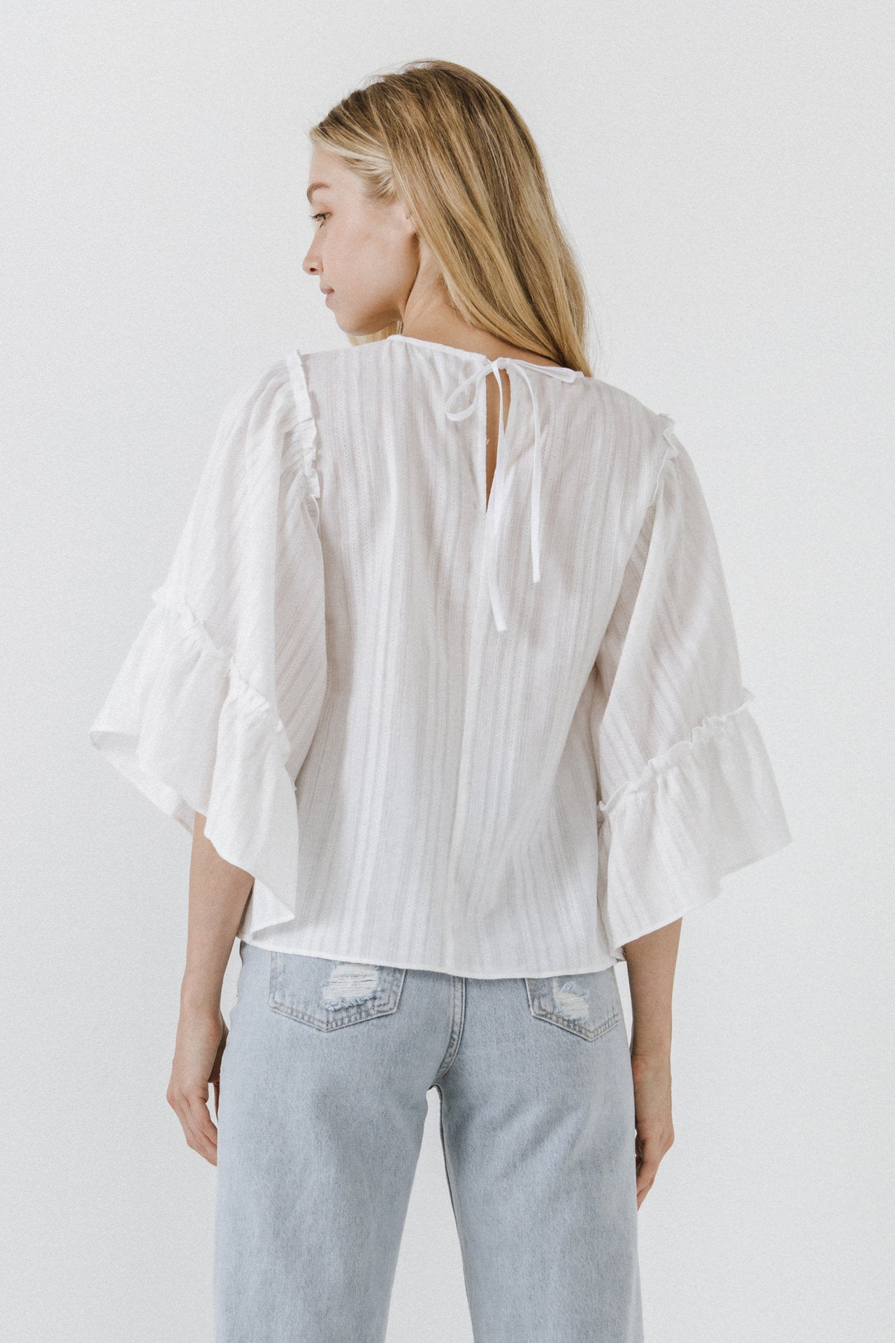 ENGLISH FACTORY - Ruffled Wide Sleeves Top - TOPS available at Objectrare
