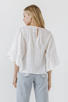 ENGLISH FACTORY - Ruffled Wide Sleeves Top - TOPS available at Objectrare
