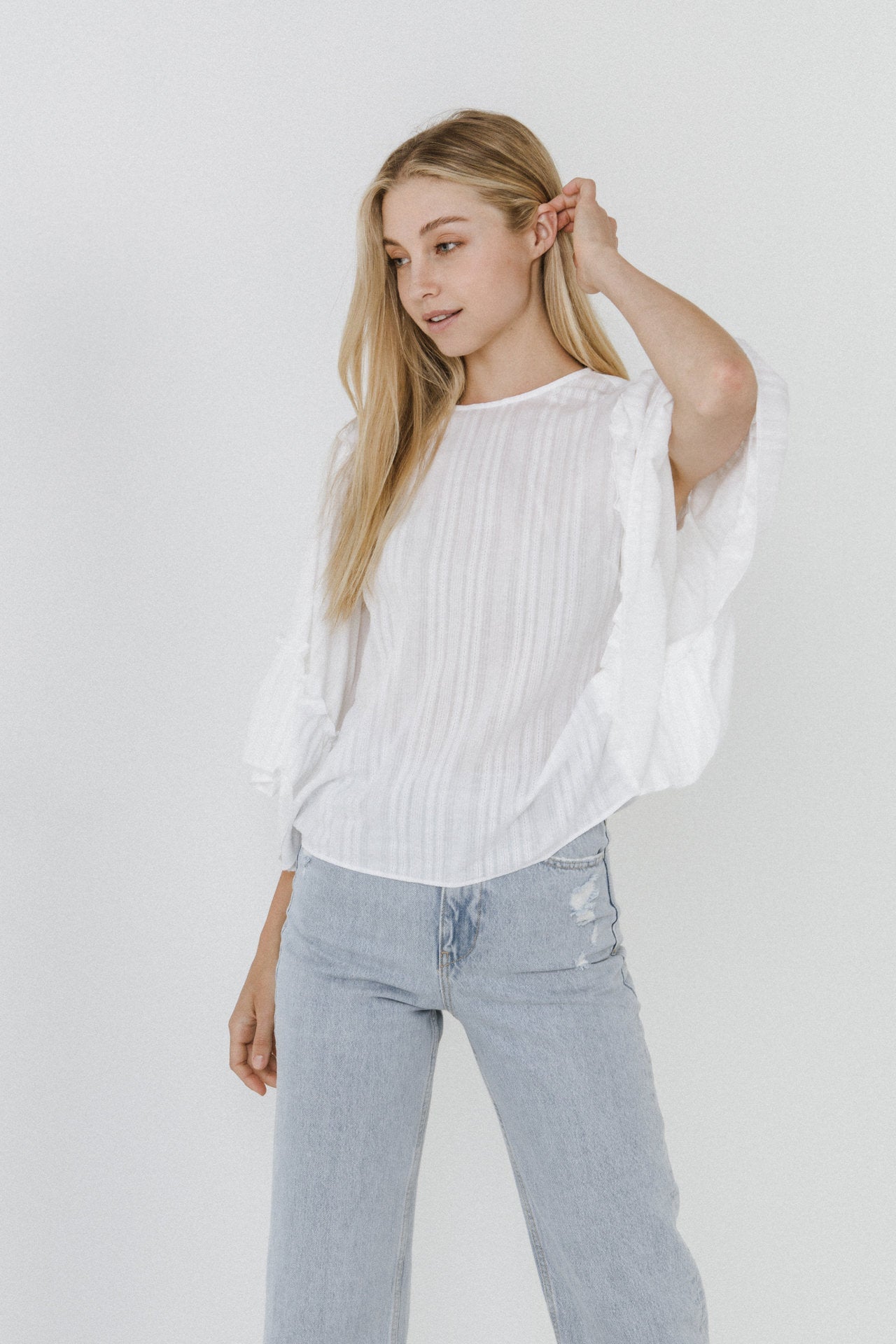 ENGLISH FACTORY - Ruffled Wide Sleeves Top - TOPS available at Objectrare