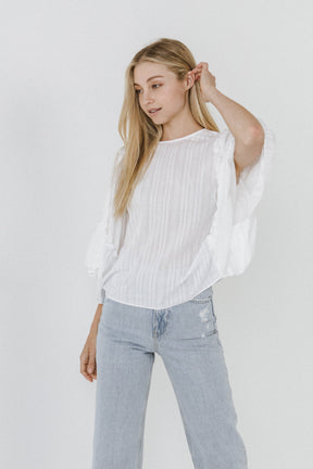 ENGLISH FACTORY - Ruffled Wide Sleeves Top - TOPS available at Objectrare