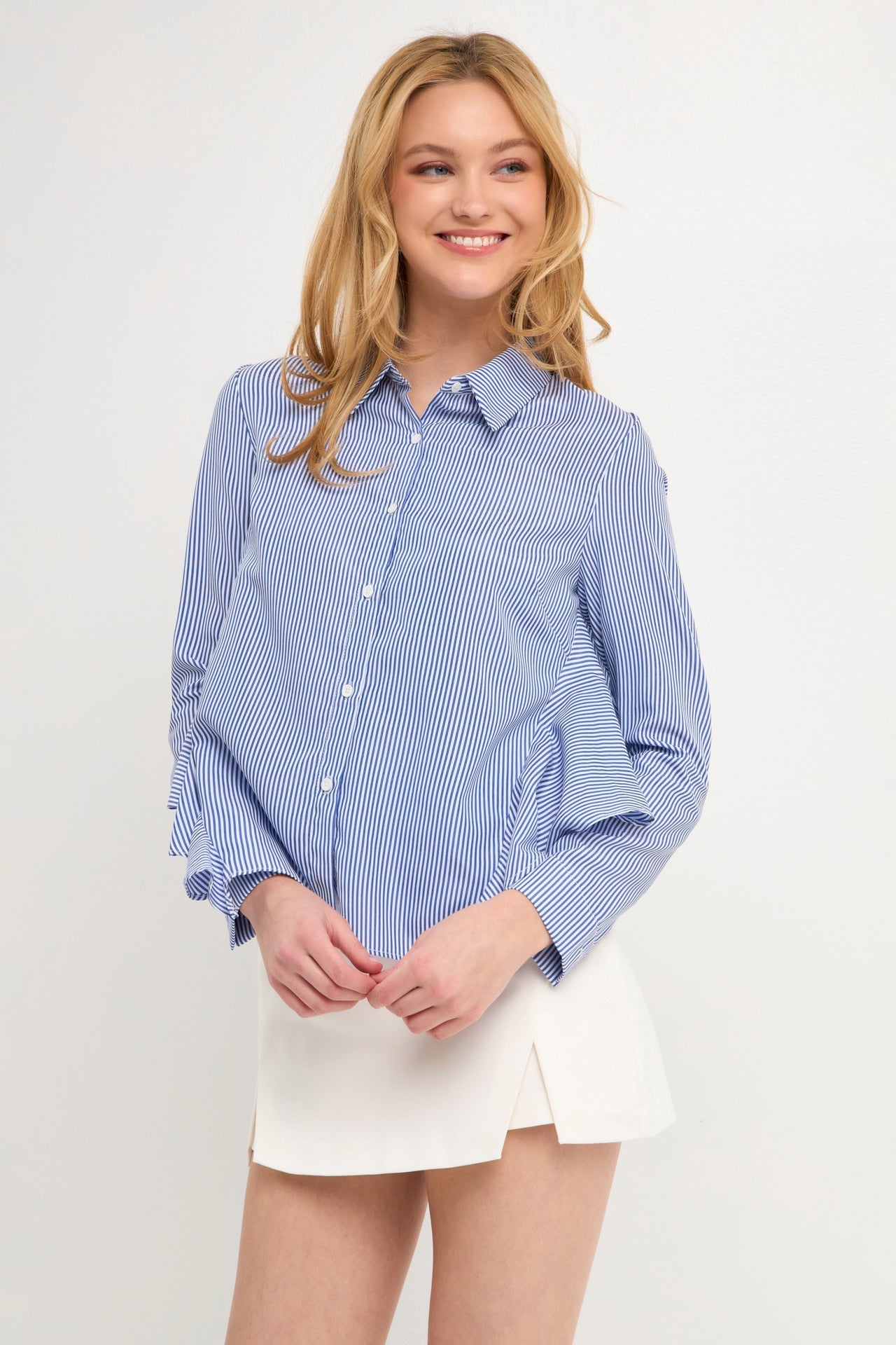 ENGLISH FACTORY - English Factory - Back Flared Stripe Shirt - SHIRTS & BLOUSES available at Objectrare