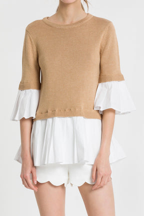 Knit Top W Pleated Top Combo