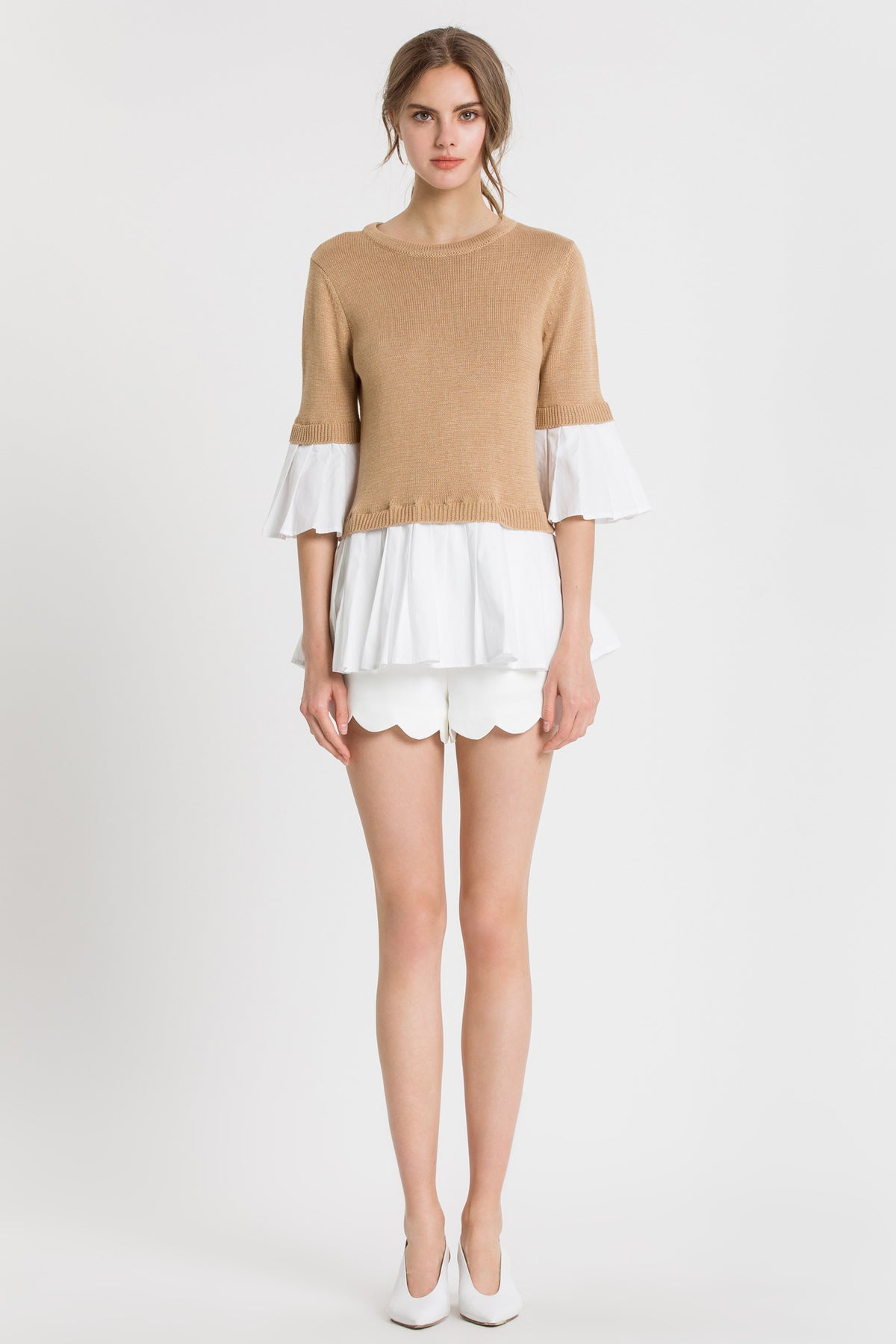 Knit Top W Pleated Top Combo
