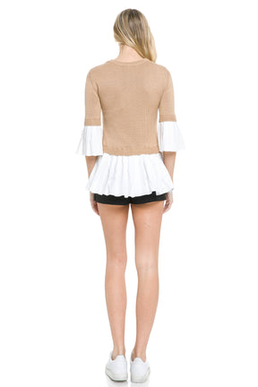 Knit Top W Pleated Top Combo