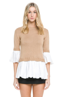 Knit Top W Pleated Top Combo