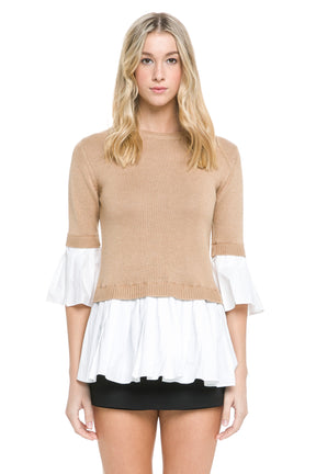 Knit Top W Pleated Top Combo