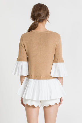 Knit Top W Pleated Top Combo