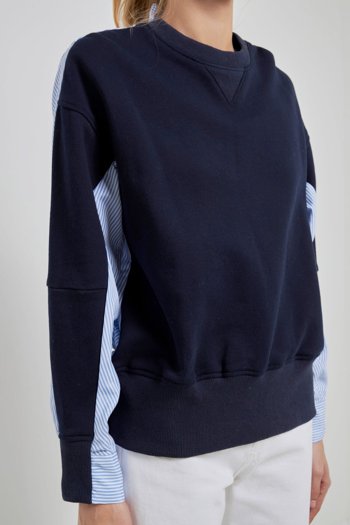 ENGLISH FACTORY - Knit Top w/ Stripe Shirt Combo - TOPS available at Objectrare