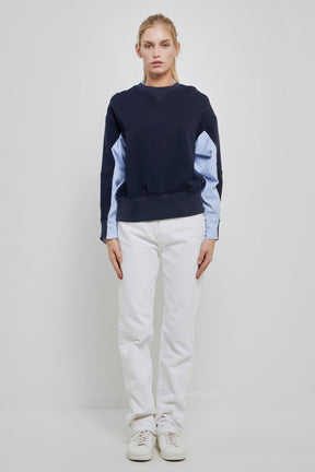 ENGLISH FACTORY - Knit Top w/ Stripe Shirt Combo - TOPS available at Objectrare