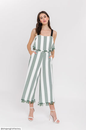 ENGLISH FACTORY - Stripe Fringe hem Pants - PANTS available at Objectrare