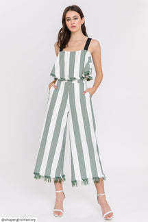 ENGLISH FACTORY - Stripe Fringe hem Pants - PANTS available at Objectrare
