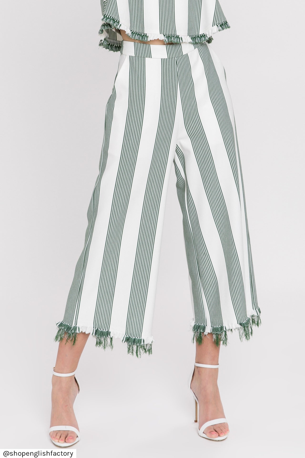 ENGLISH FACTORY - English Factory - Stripe Fringe hem Pants - PANTS available at Objectrare