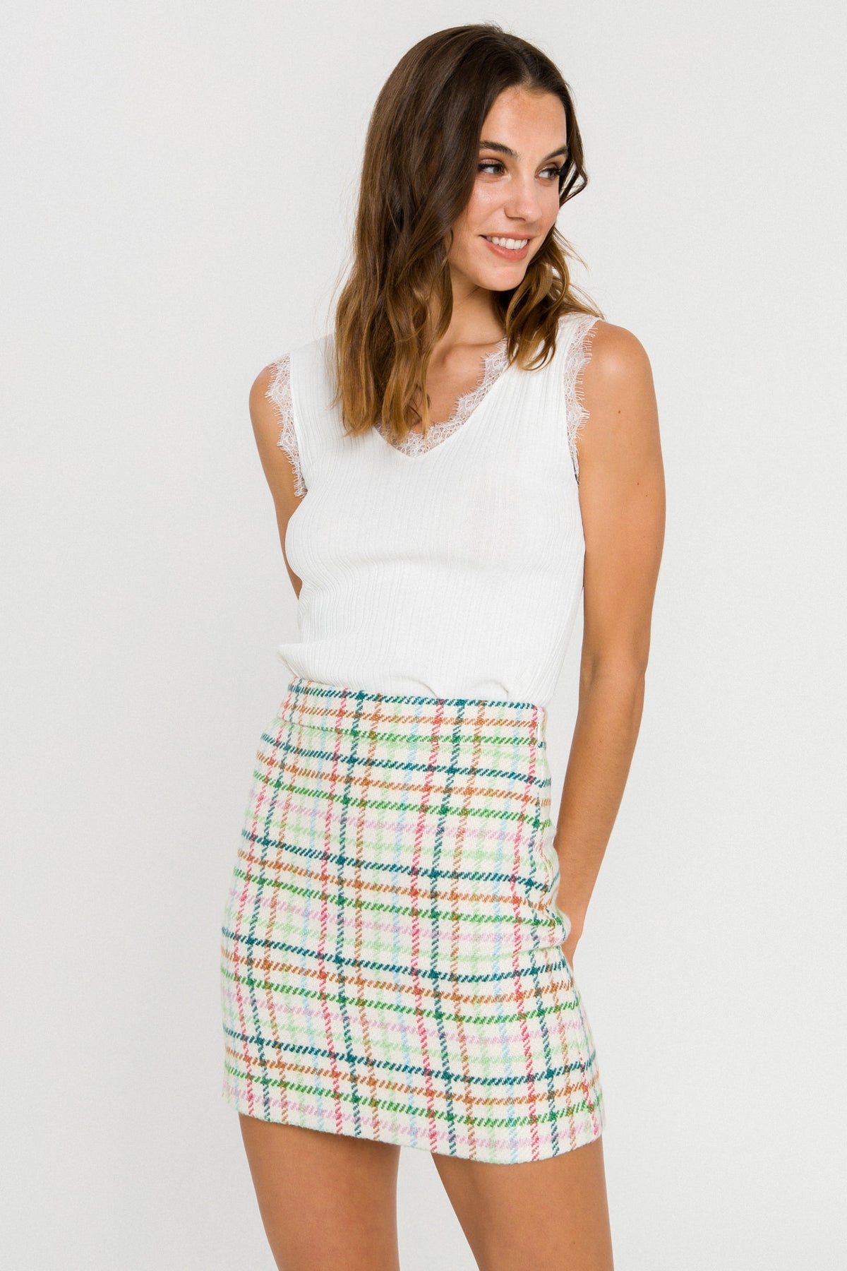 ENGLISH FACTORY - Checkered Mini Skirt - SKIRTS available at Objectrare