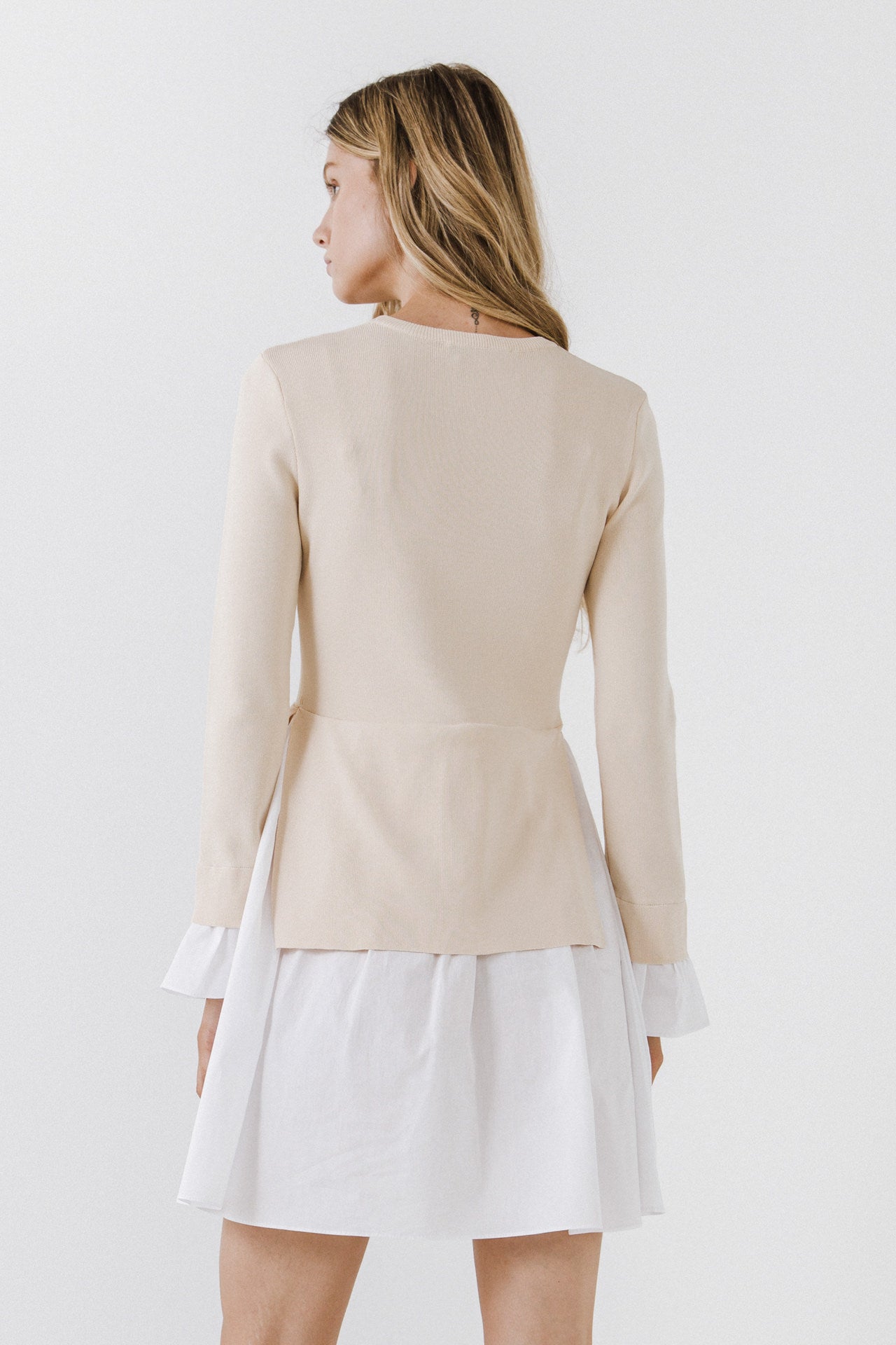 Poplin Combo Knit Mini Dress