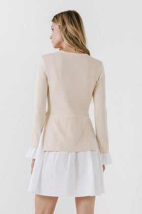 Poplin Combo Knit Mini Dress