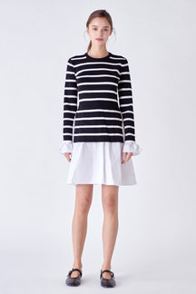 ENGLISH FACTORY - Poplin Combo Knit Dress - DRESSES available at Objectrare