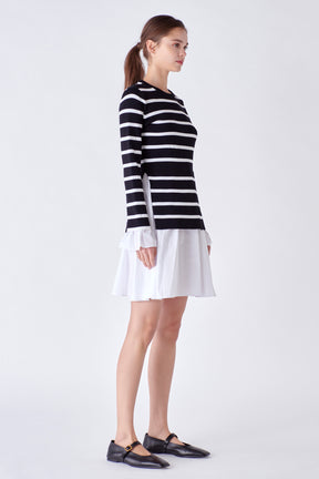 ENGLISH FACTORY - Poplin Combo Knit Dress - DRESSES available at Objectrare