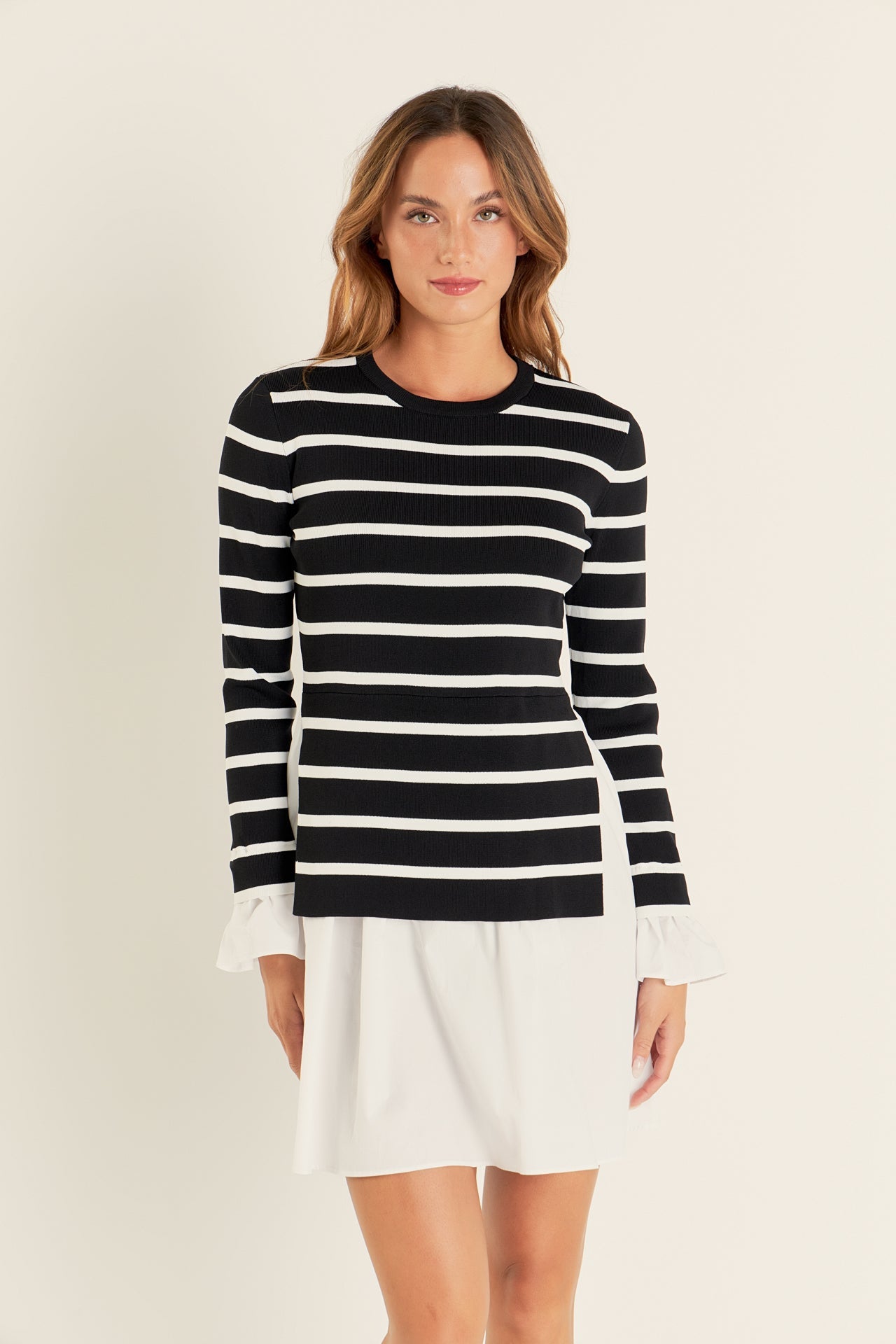 Poplin Combo Knit Mini Dress